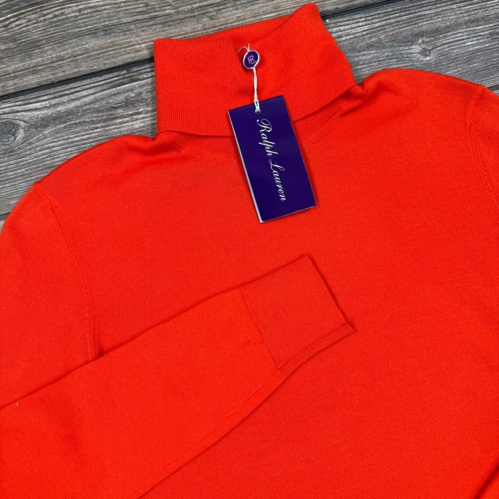 Ralph Lauren Purple Label Women Turtleneck Sweater SMALL Orange Cashmere NWT‎